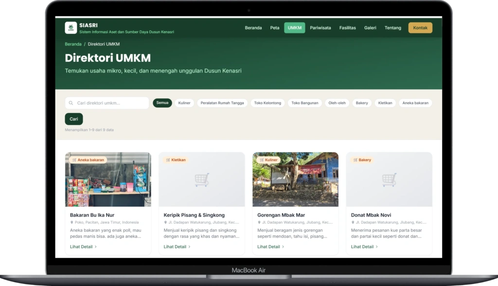 Tampilan Dari Salah Satu Fungsi Dalam Website