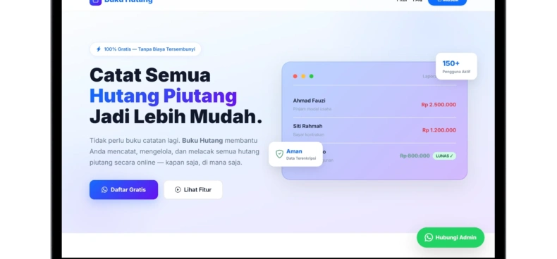Tampilan Dekstop Dari Web App Buku Hutang